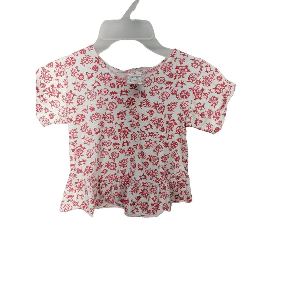 Officially For Kids Pink Floral Size Medium 5/6 Girls Short Sleeve Blouse